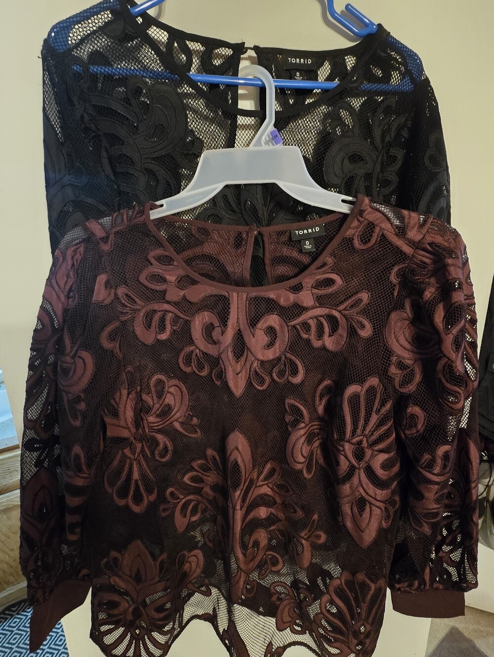 Torrid Black & Plum Floral Lace Mesh Tunic